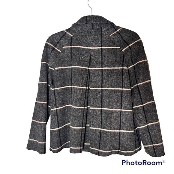 Zara Basic Wool Blend Plaid Pea Coat Size XS - Picture 2 of 11